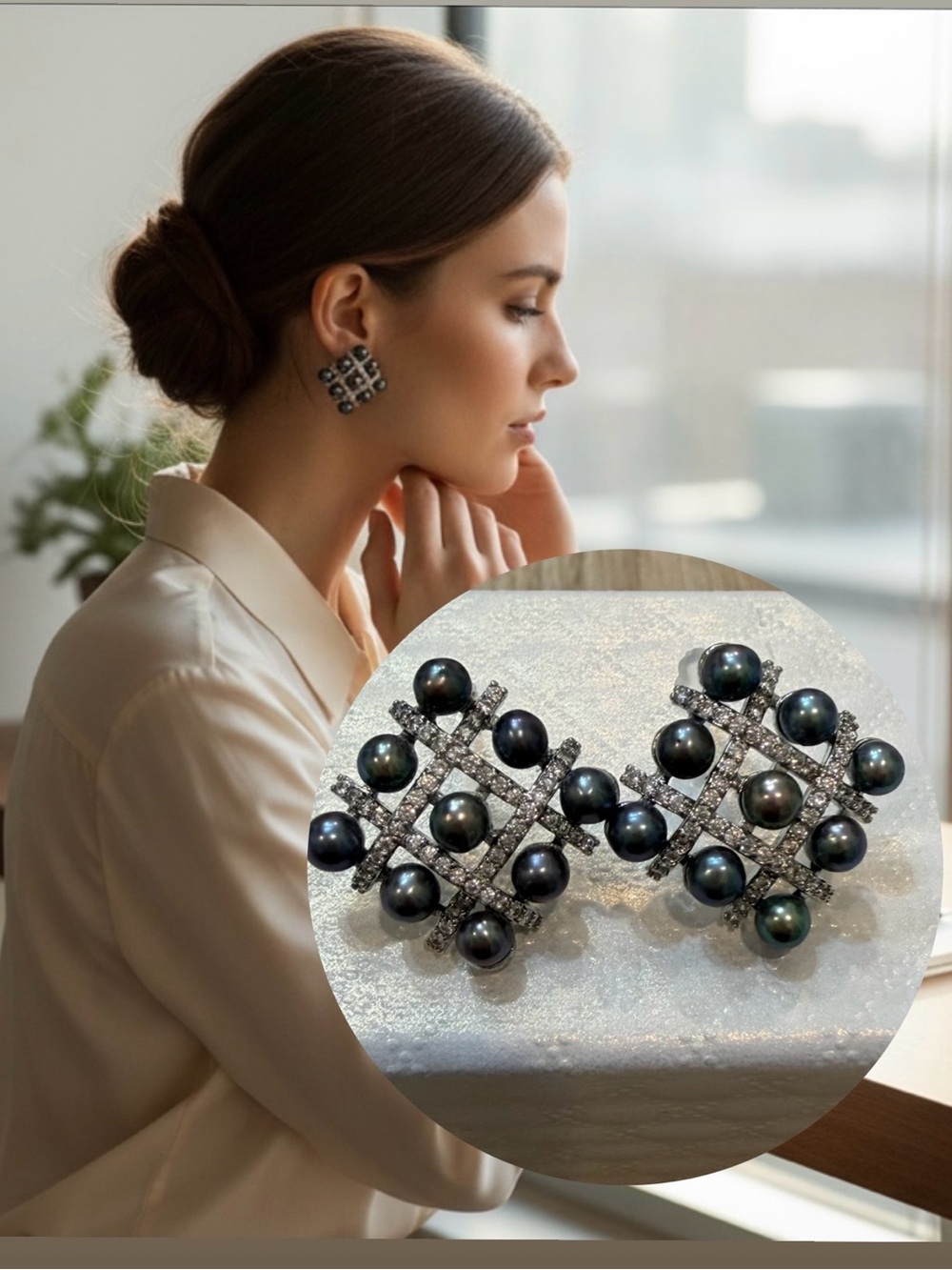 Authentic fresh water pearl earrings in micron setting